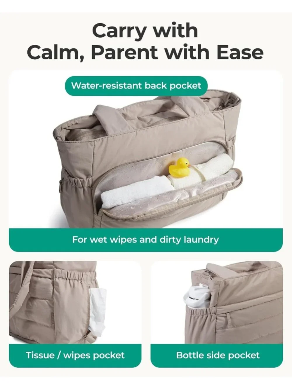 Lightweight Maternity Diaper Bag Tote | Large Capacity Hospital & Travel Bag